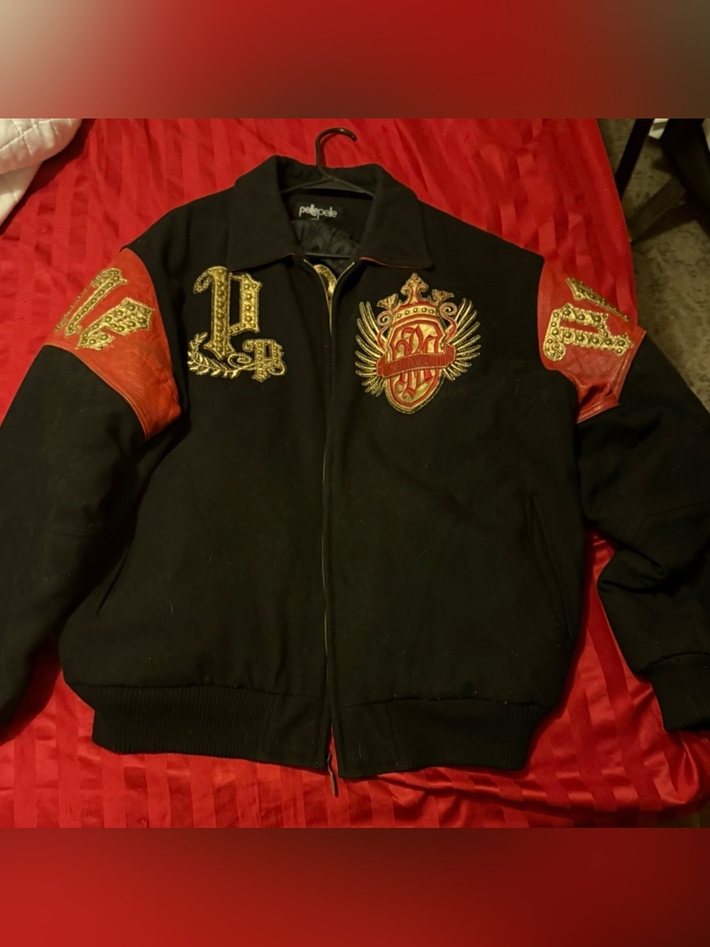 Pelle Pelle Black Red and Gold With Glory Comes Victory Jacket